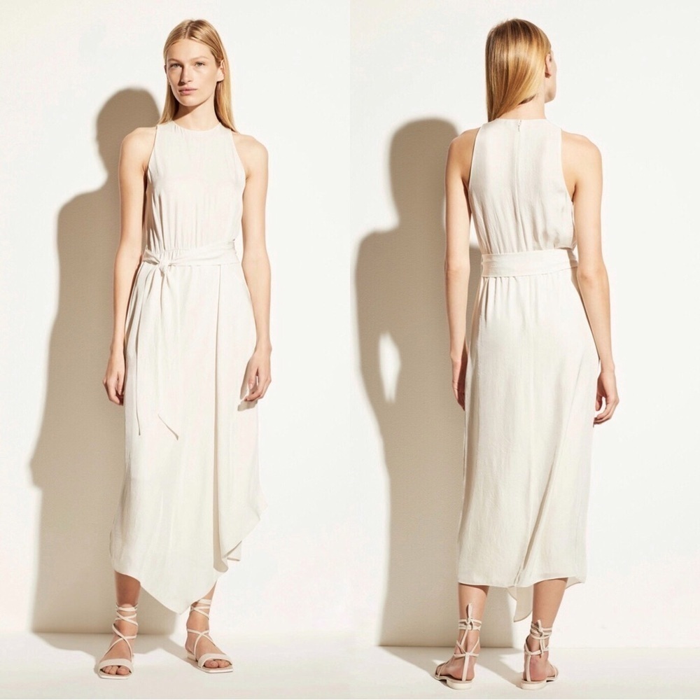 Vince Handkerchief Drape Halter Dress Bone Size 6